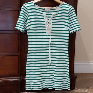 Juicy Couture green and cream striped mini dress